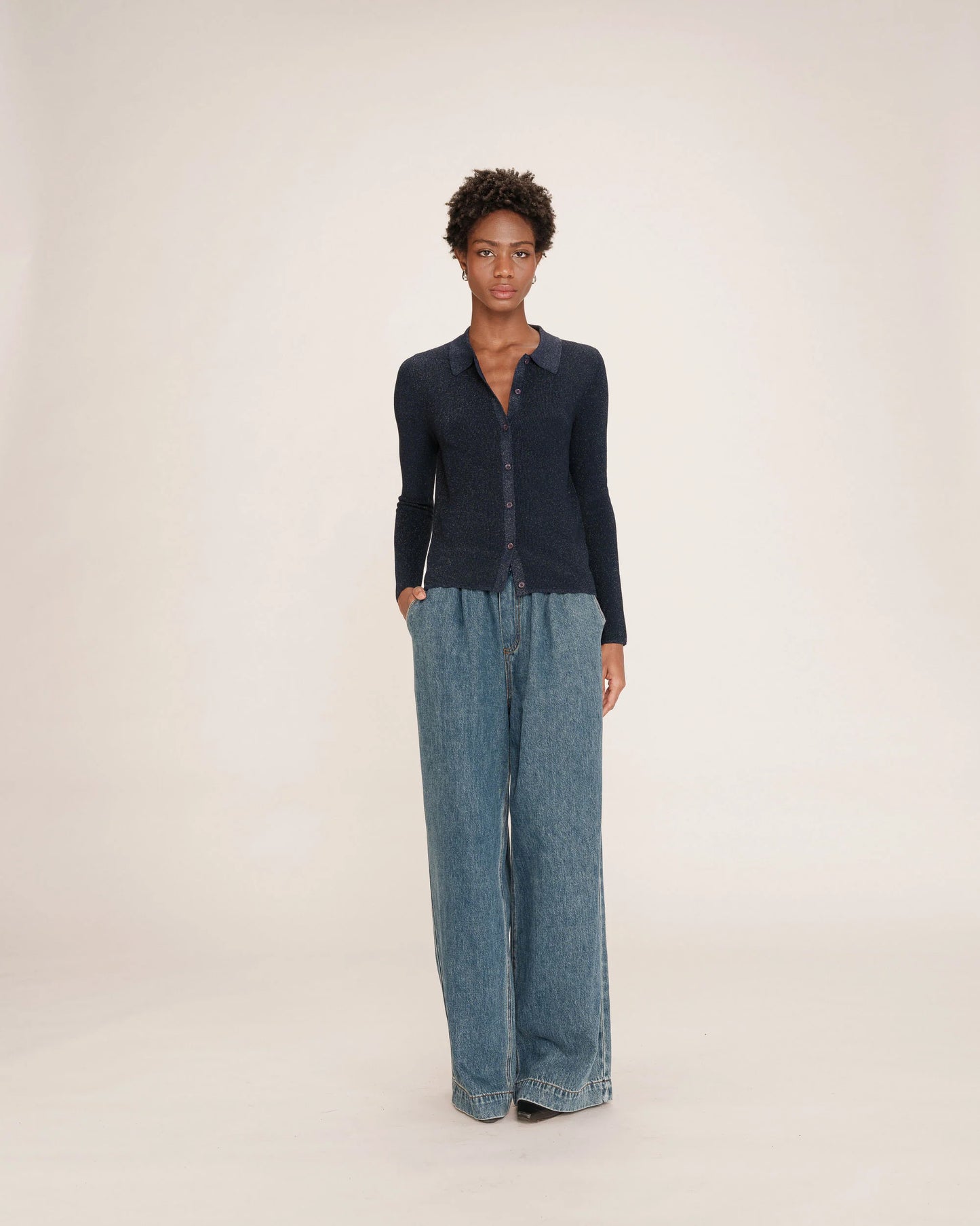 Grace & Mila - neuletakki - tummansininen