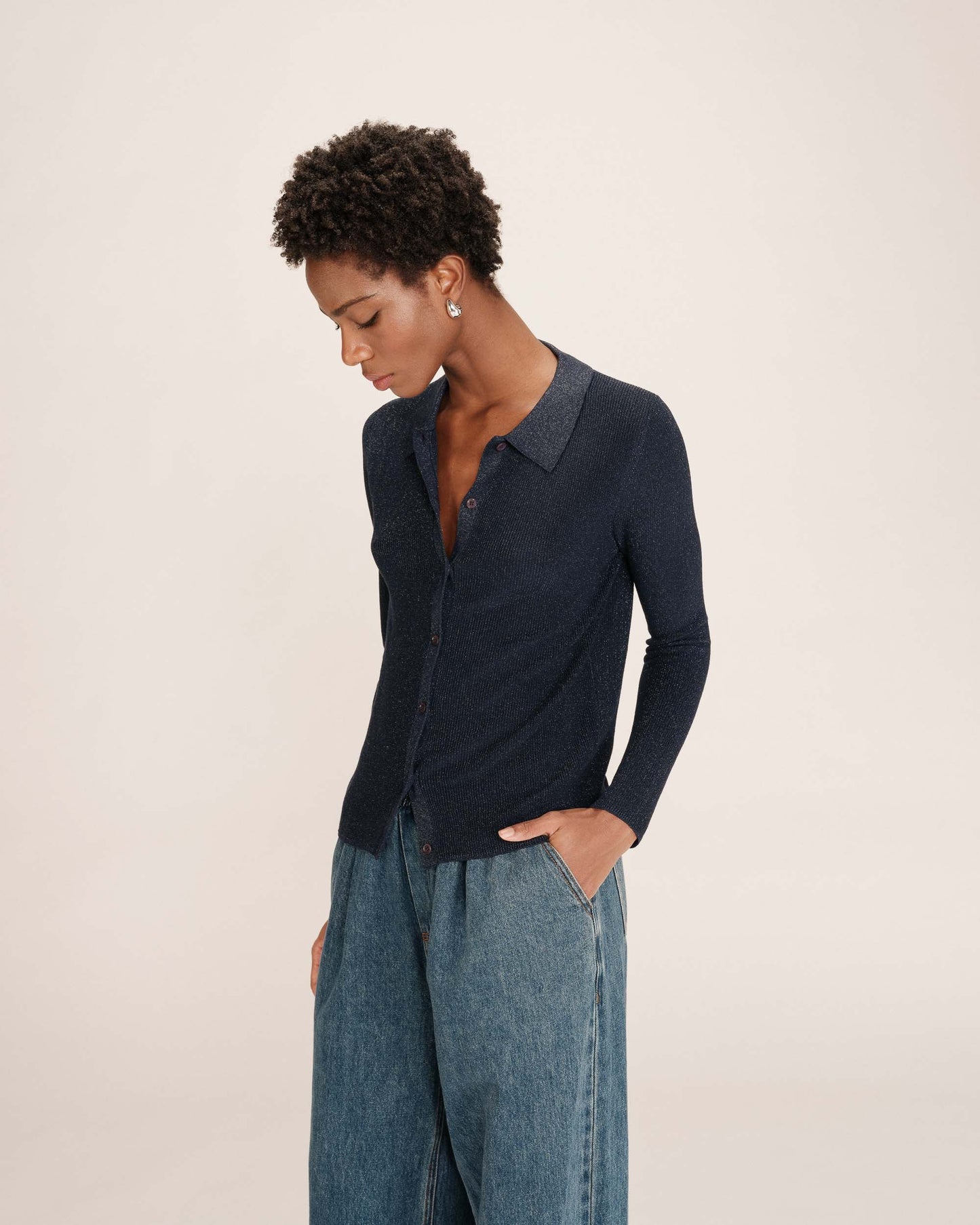 Grace & Mila - neuletakki - tummansininen