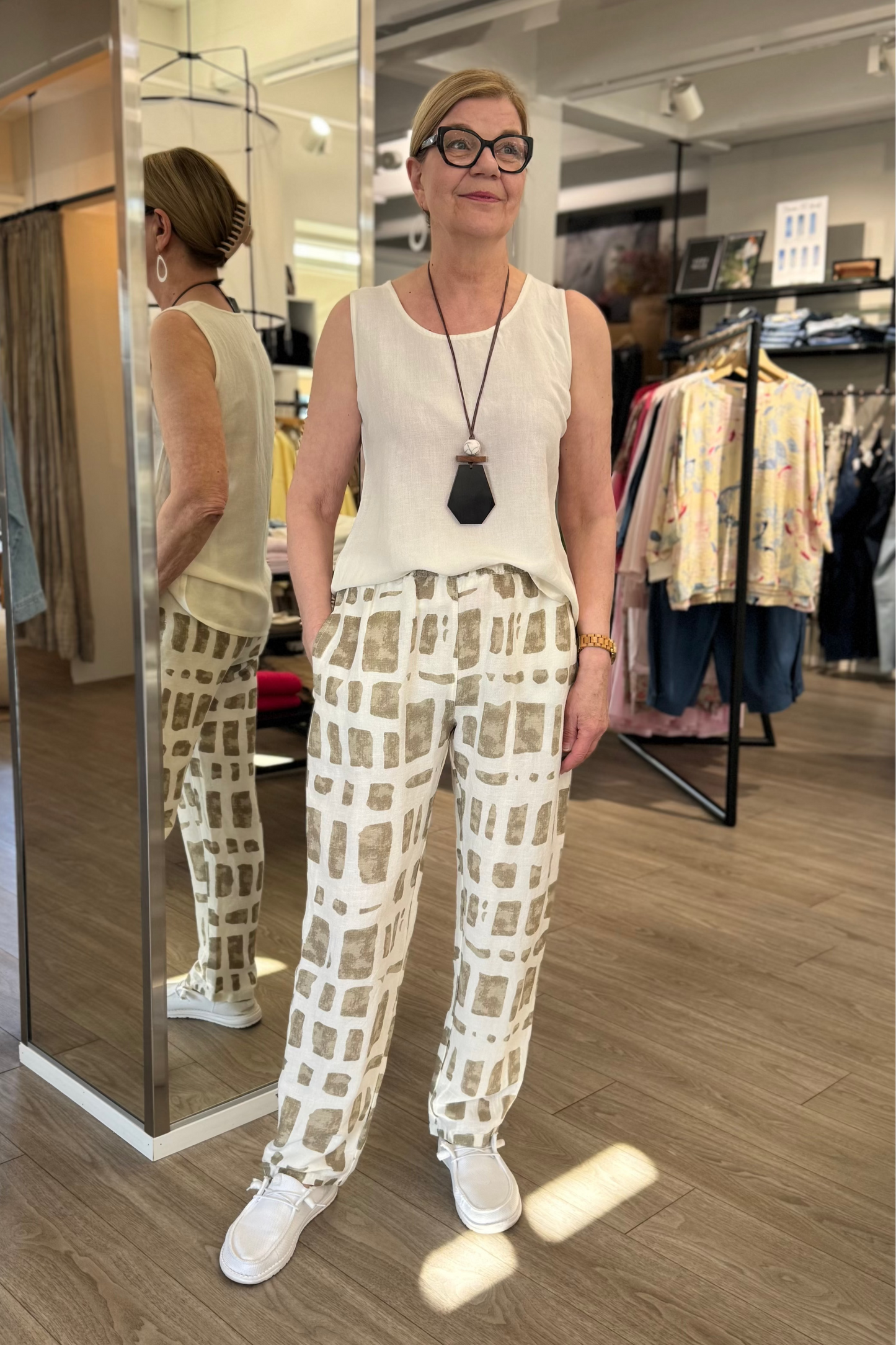 Bohéme - housut - beige/valkoinen